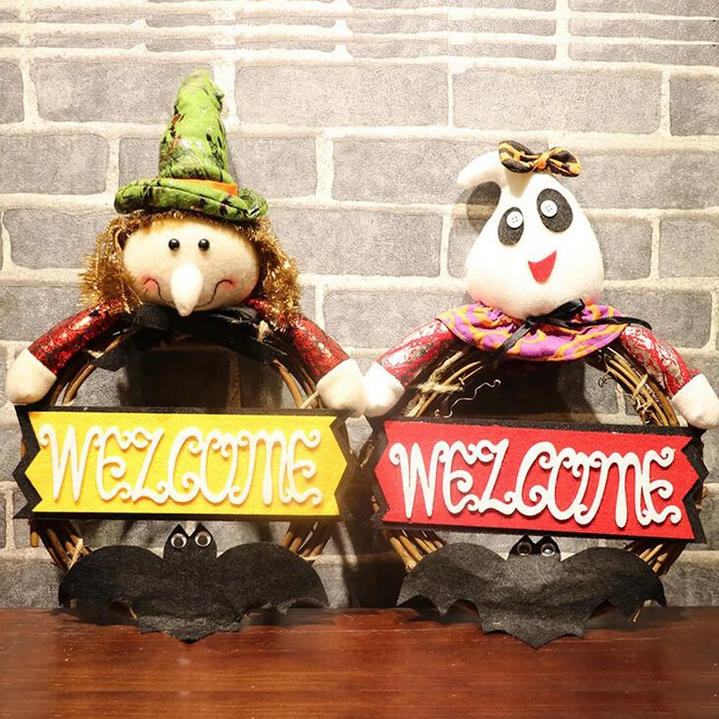 Новый венок украшение на Хэллоуин ротанговый Круглый для дома с привидениями