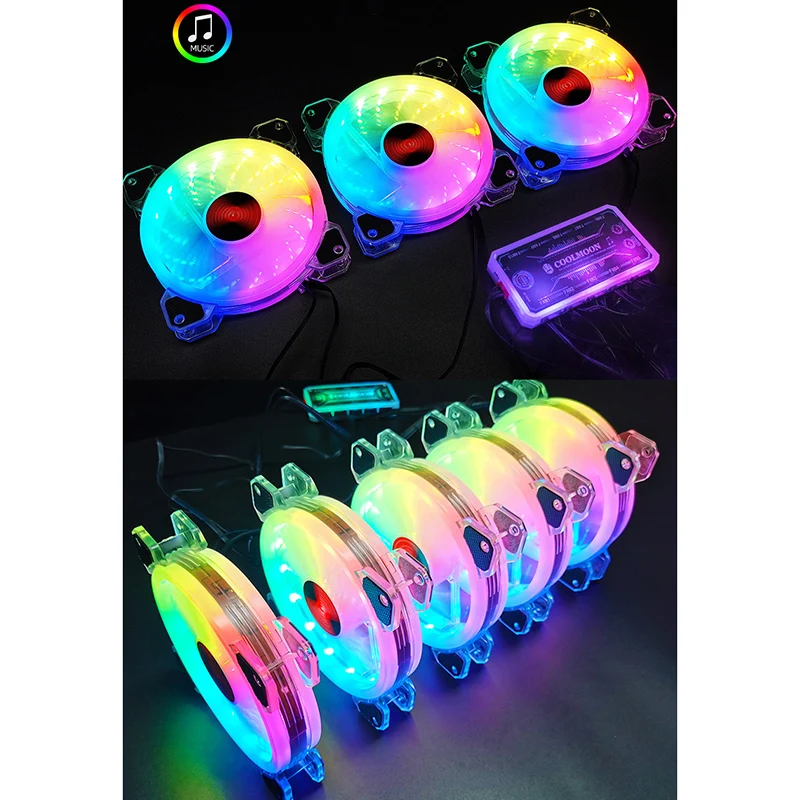 RGB Case Fans 120mm Ultra-Quiet Chassis Cooling with Remote Controller Speed Adjustable Colorful Cooler ND998 | Компьютеры и офис