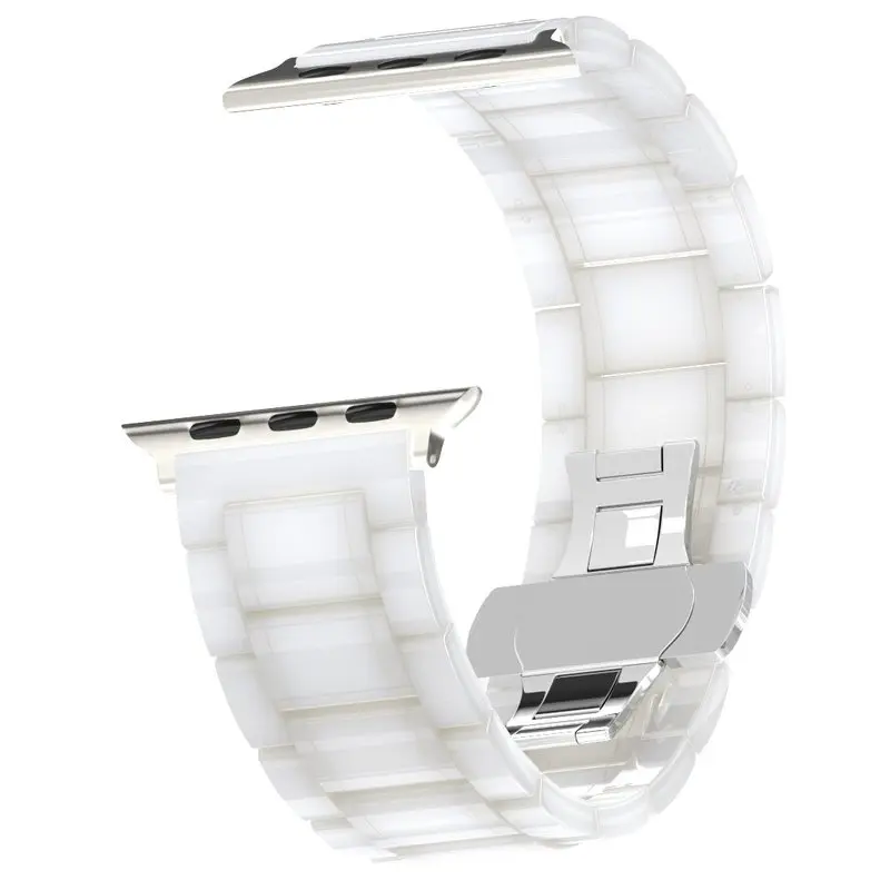 

Luxury Ceramic Butterfly Buckle Link for Apple Watch 44mm 40mm 42mm 38mm Strap for IWatch Series 5 4 3 2 1 Bracelet Wristband