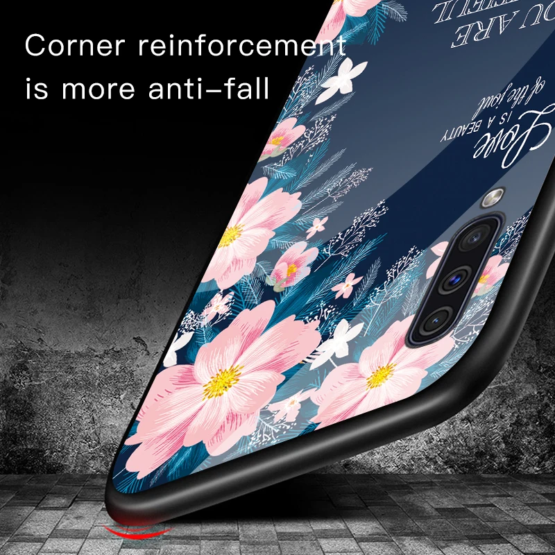 

Cute Pattern Cartoon Tempered Phone Case For Samsung A50 A30 A20 A10 A30S A50S A51 A71 Glass Case A 70 50 30S Case Coque Shell