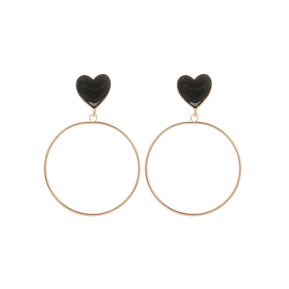 Новая в форме сердца масла падение Длинные серьги круг для Для женщин из золотого