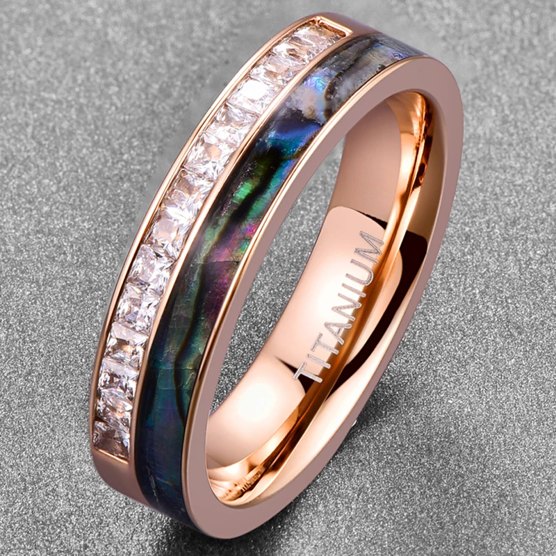 Кольцо из нержавеющей стали под розовое золото с фианитом 6 мм|Кольца для