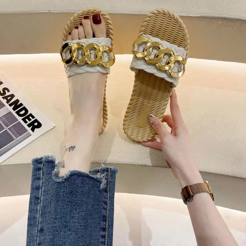 

Шлепанцы, женские пляжные туфли, босоножки с низким верхом, бежевые босоножки на высоком каблуке, массажная летняя резиновая обувь на плоск...