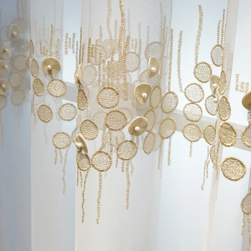 

Pink Grey Splice Curtains Window Treatments Embroidery Beads Window Drapes Curtain Sheer for Living Room Finished JK108Y