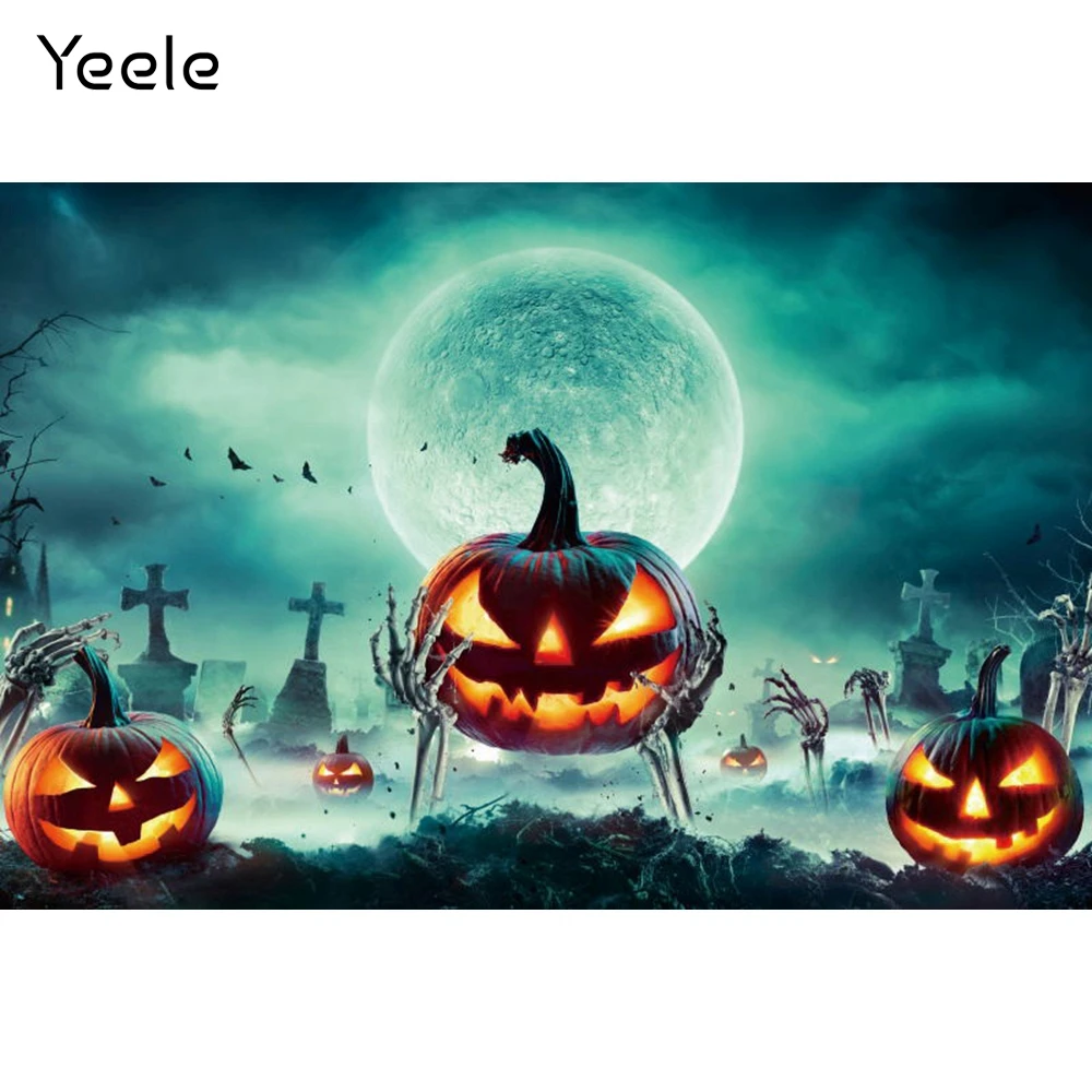 

Фоны для фотосъемки Yeele Хэллоуин луна ночь деревянная доска гравировка Тыква светлый фон для фотосъемки Фотостудия