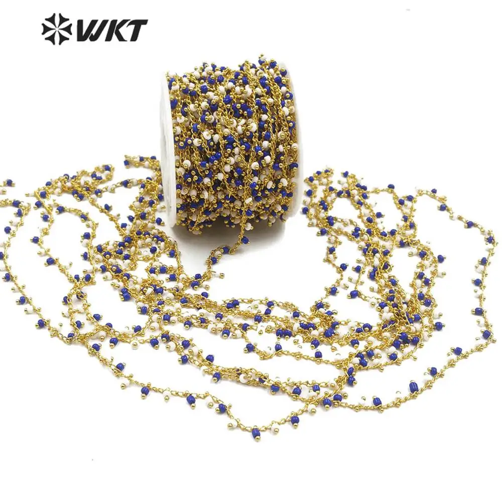 WT-RBC127 WKT многоцветные сине-белые Кристальные бусины позолоченные гальванические