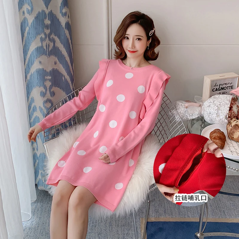 Осень зима 2021 послеродовой Женский трикотажный свитер в горошек для грудного