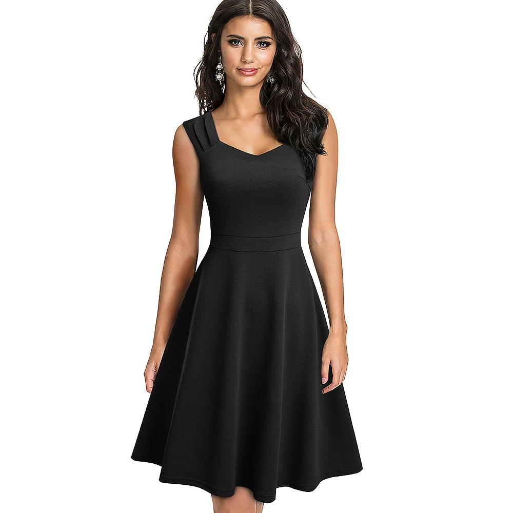 

European and American Ladies Temperament Celebrities Small Dress A-shaped Large Swing Skirt Solid Color Slim Dress Retro Dress