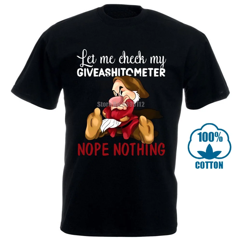 Черный Grumpy позвольте мне проверить мой Giveashittometer футболка черный хлопок Мужчины Сделано в США - Цвет: Черный