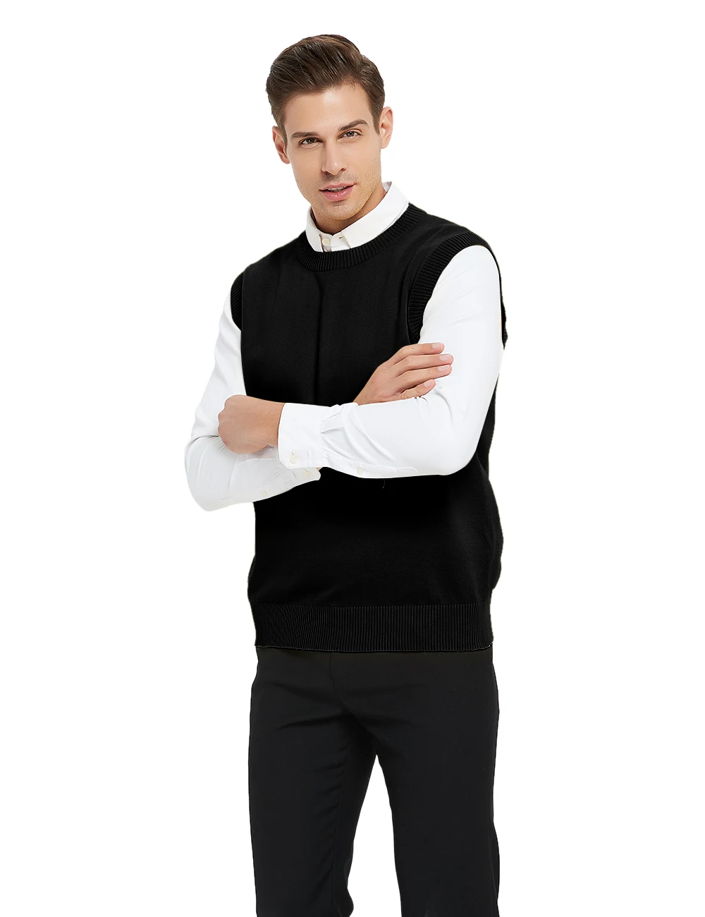 

Business Sweater Vest Soft Cotton Soft Warm Jumper Pullover Men Sweater For Men Pullover O-Neck Knitted Sweaters