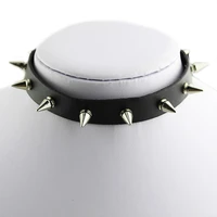 gothic men women unisex faux leather spike rivet choker punk necklace jewelry
