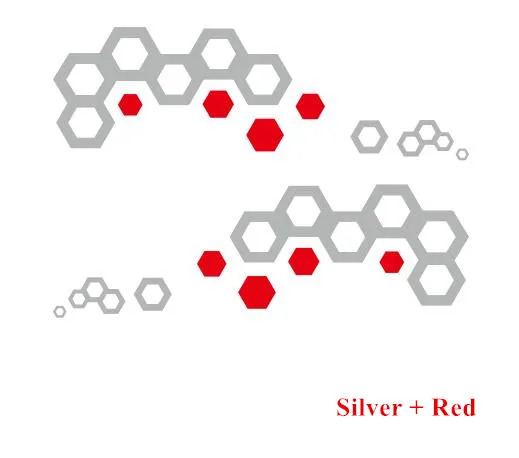 Silver-red Двухсторонние геометрические графические виниловые наклейки для автомобиля, двери, украшения тела, наклейки для Chevrolet Spark 2011-19, стайлинга автомобилей, спортивные полосы - Название цвета: Silver-red