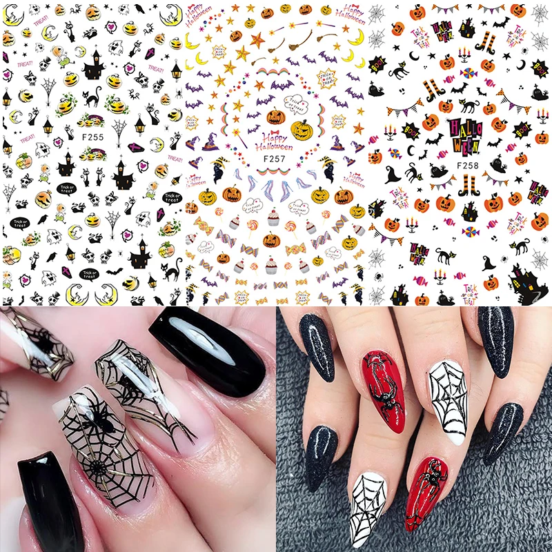 1 шт. цветные наклейки на ногти в виде тыквы или насекомого для Хэллоуина|Стикеры