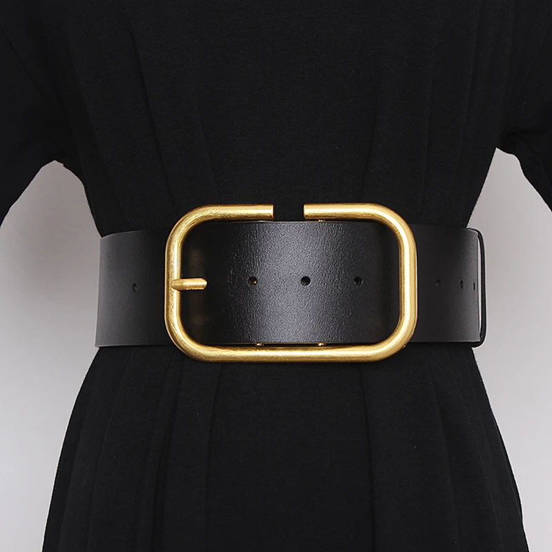 2022 Top Luxury Designer Brand Pin Buckle Belt High Quality Women Genuine Real Leather Dress 56mm Wide Strap for Jeans Waistband