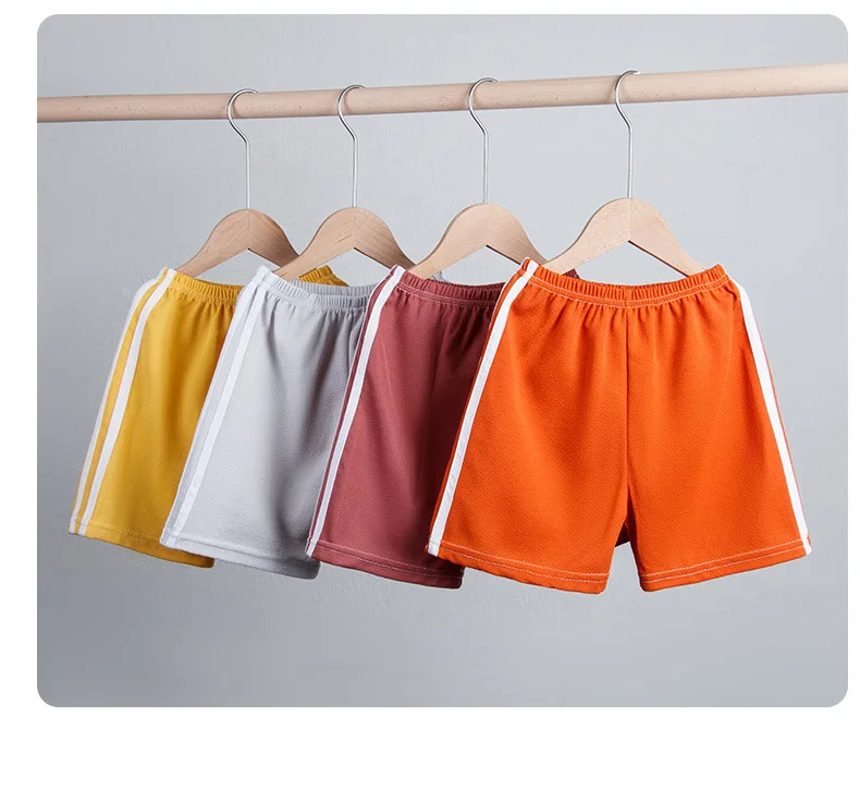 

Summer 2 4 6 8 10 Yrs Cotton Navy Blue Solid Color Children Running Sports Boys Girls Shorts Kids Elastic Waist Beach Shorts