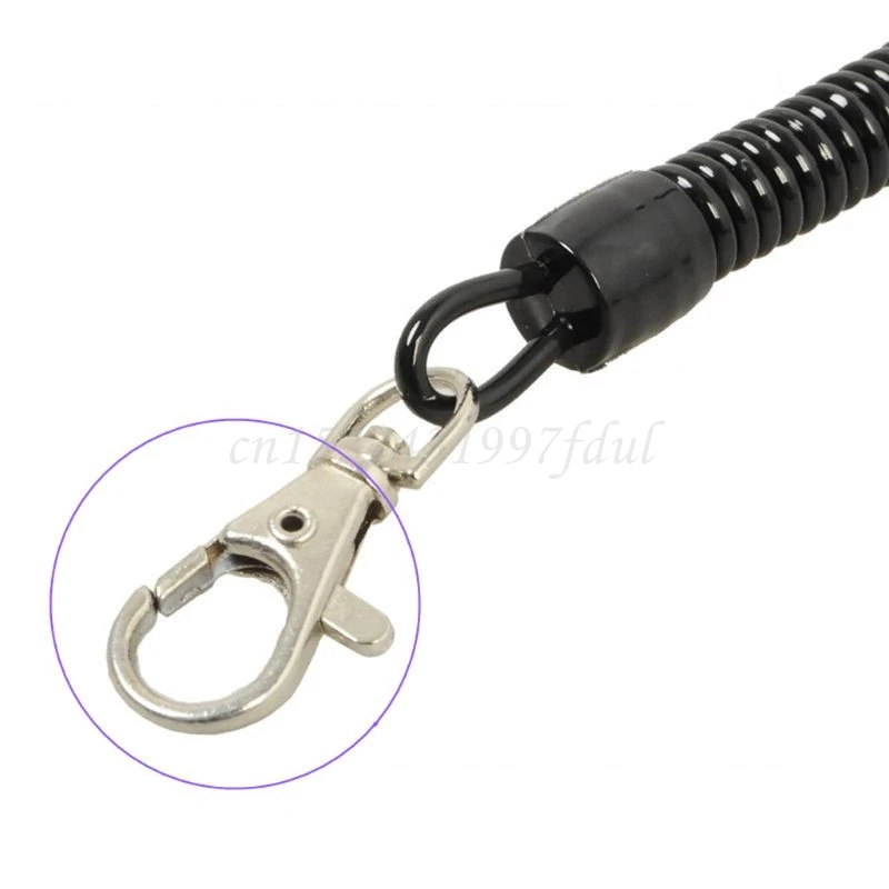 10Pcs Black Retractable Coil Cord Springs Keychain Swivel Lobster Clasp Keyring | Украшения и аксессуары