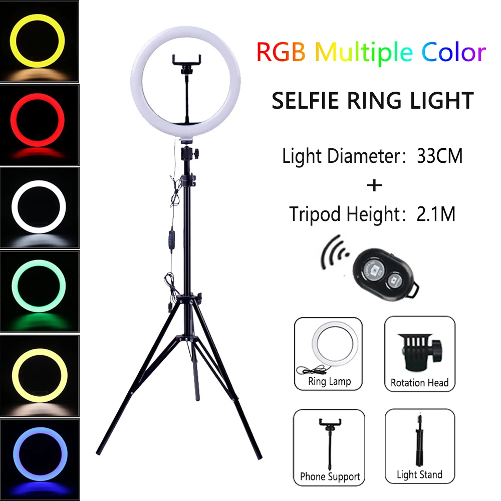 Dimmable LED Selfie Ring Light with Tripod Stand USB Lamp Big Photography Ringlight for Phone Photo Studio | Электроника