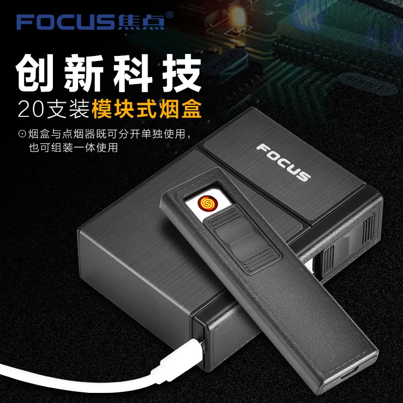 

Brand New Detachable Cigarette Case with Lighter Portable Metal Cigarette Holder Case Lighter Usb Eletronic Torch Jet Lighters