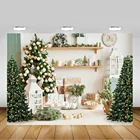 Фон для фотосъемки с рождественскими елками, Зимний Рождественский фон для украшения гостиной, Подарочные колокола год, реквизит для портретов