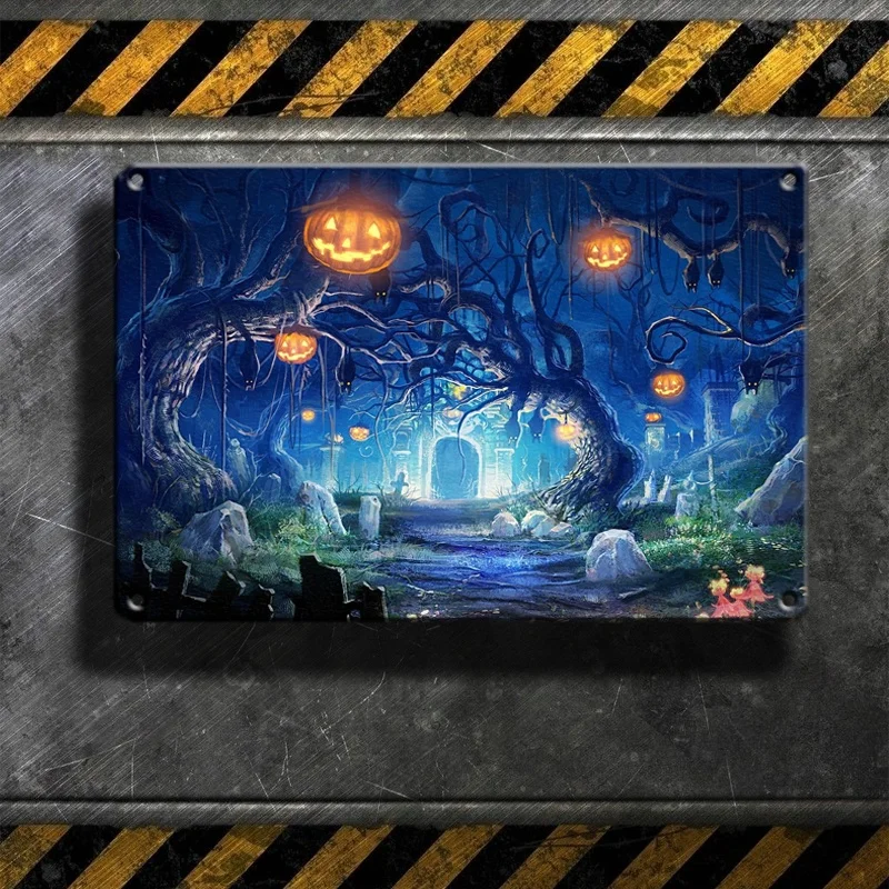 

Halloween Metal Sign Tin Art Painting Wall Decor