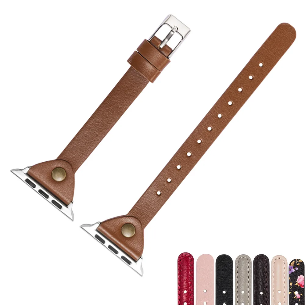 Ремешок кожаный для Apple Watch Series 4 1 2 3 10 цветов двойной браслет iwatch 38 40 мм 42 44 мужчин и