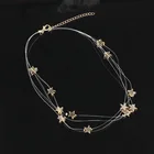 Женское многослойное ожерелье, цепочка золотого и серебряного цвета с подвеской в виде звезды, ювелирные изделия до ключиц XL933
