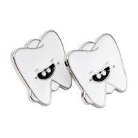 10pcs new jewelry brooches for dentist white color cute tooth shape badge doctor nurse collar jackets lapel pins for kids gifts