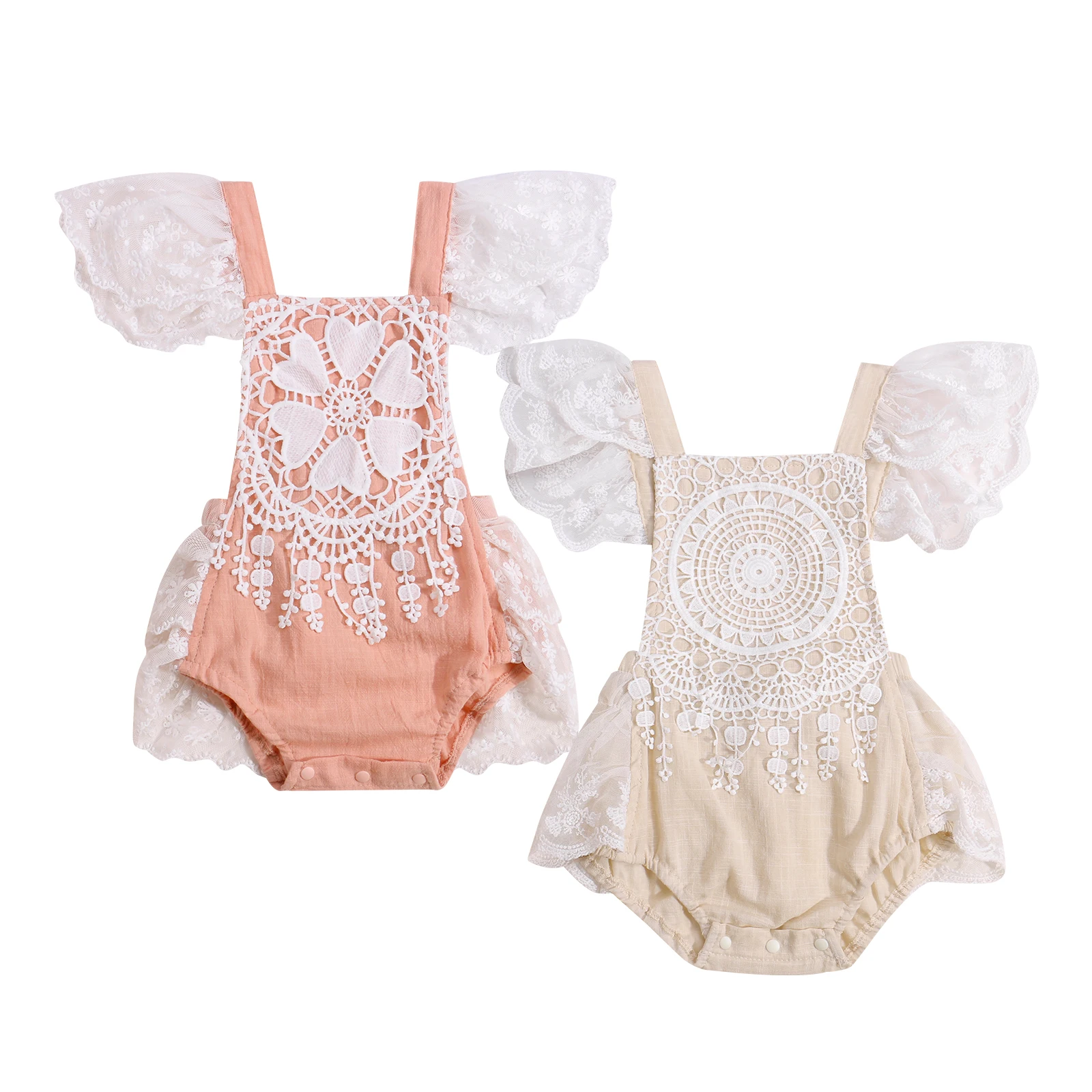 

Baby Girls Summer Clothing Infant Casual Lace Flower Romper Fashion Strap Sleeveless Backless Jumpsuits Outfit