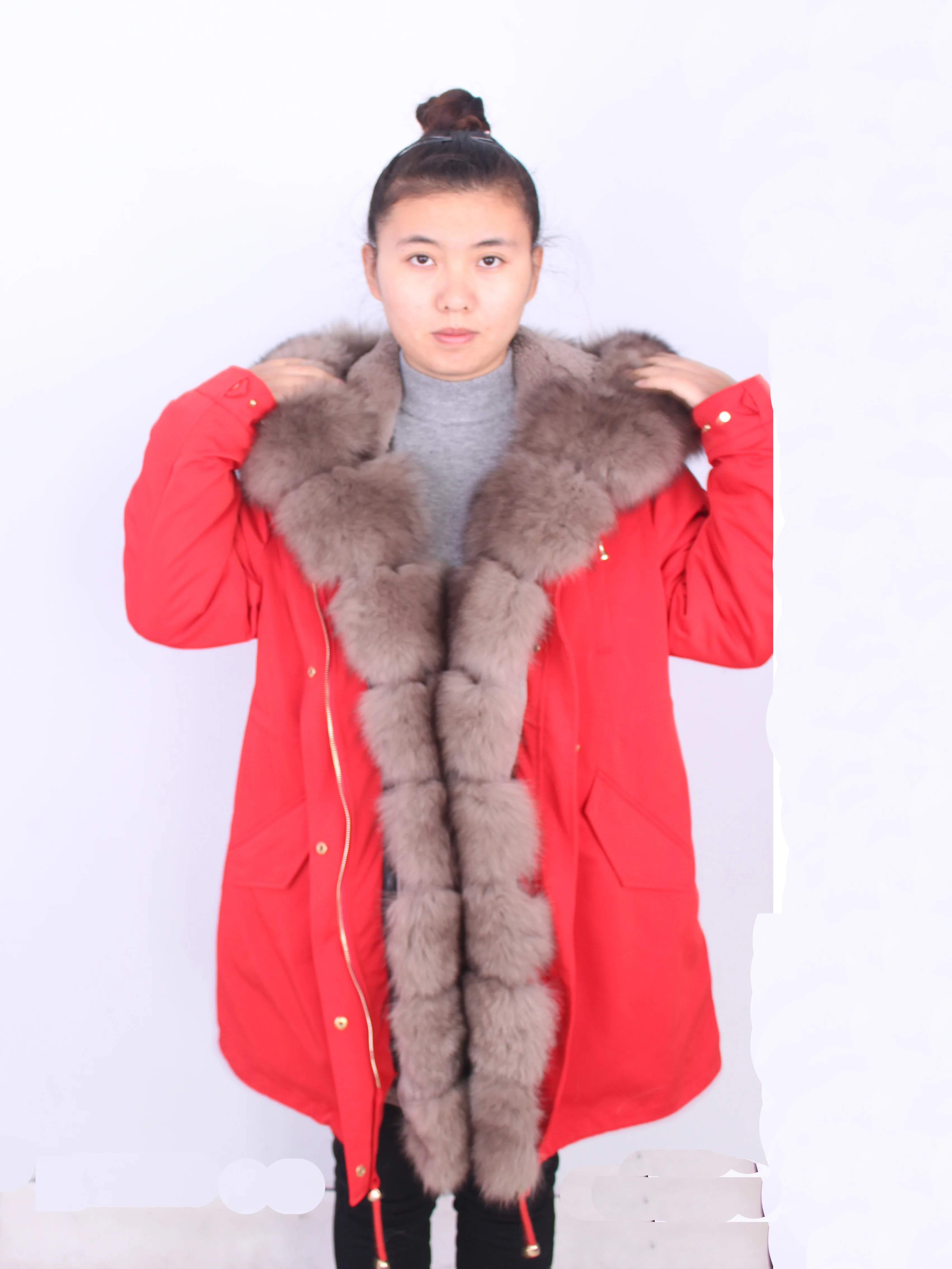 Linhaoshengyue, новинка, воротник из лисьего меха, куртка для парка, женское длинное пальто, Женское зимнее меховое пальто, пальто с подкладкой из кроличьего меха