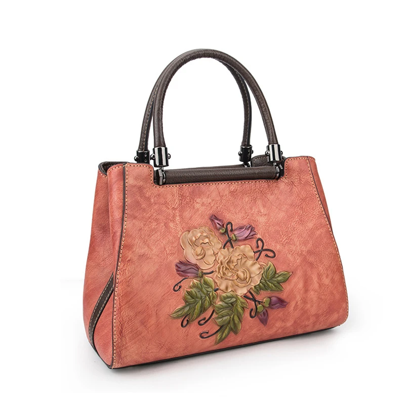 Женская сумка через плечо из натуральной кожи с Цветочным Тиснением | Багаж и