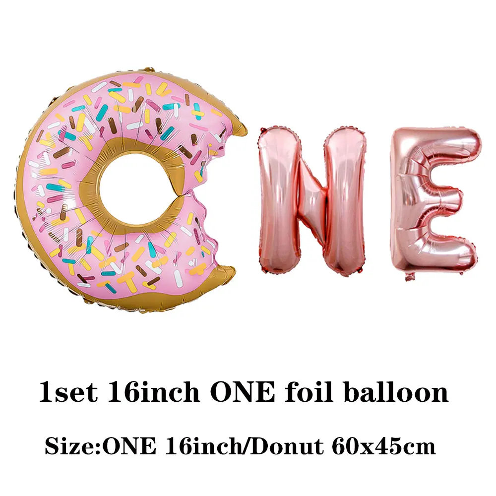 

Donut Foil Balloon One Letters Print Latex Balloon For Kids Birthday Party Decoration Baby Shower Inflatable Ballons Supplies 5D