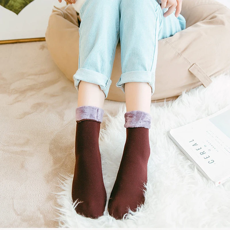 Зимние теплые мужские носки Плотные однотонные шерстяные кашемировые зимние