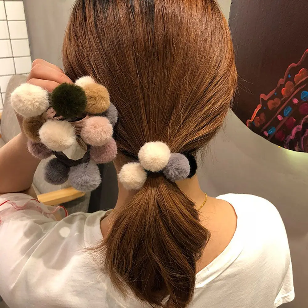 

Woman Pompom Hair Ties Girls Elastic Hair Band Rubber Band Hair Accessories New
