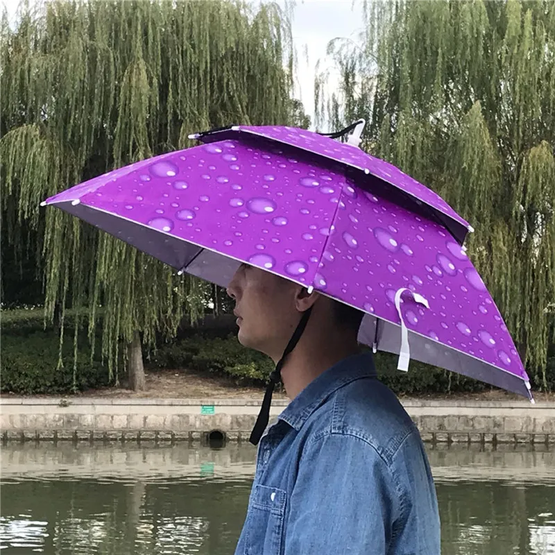 

Outdoor Fishing Caps Large Double Layer Fishing Umbrella Hat Cycling Hiking Camping Beach Sunshade Sunny Rainy Anti-UV Cap