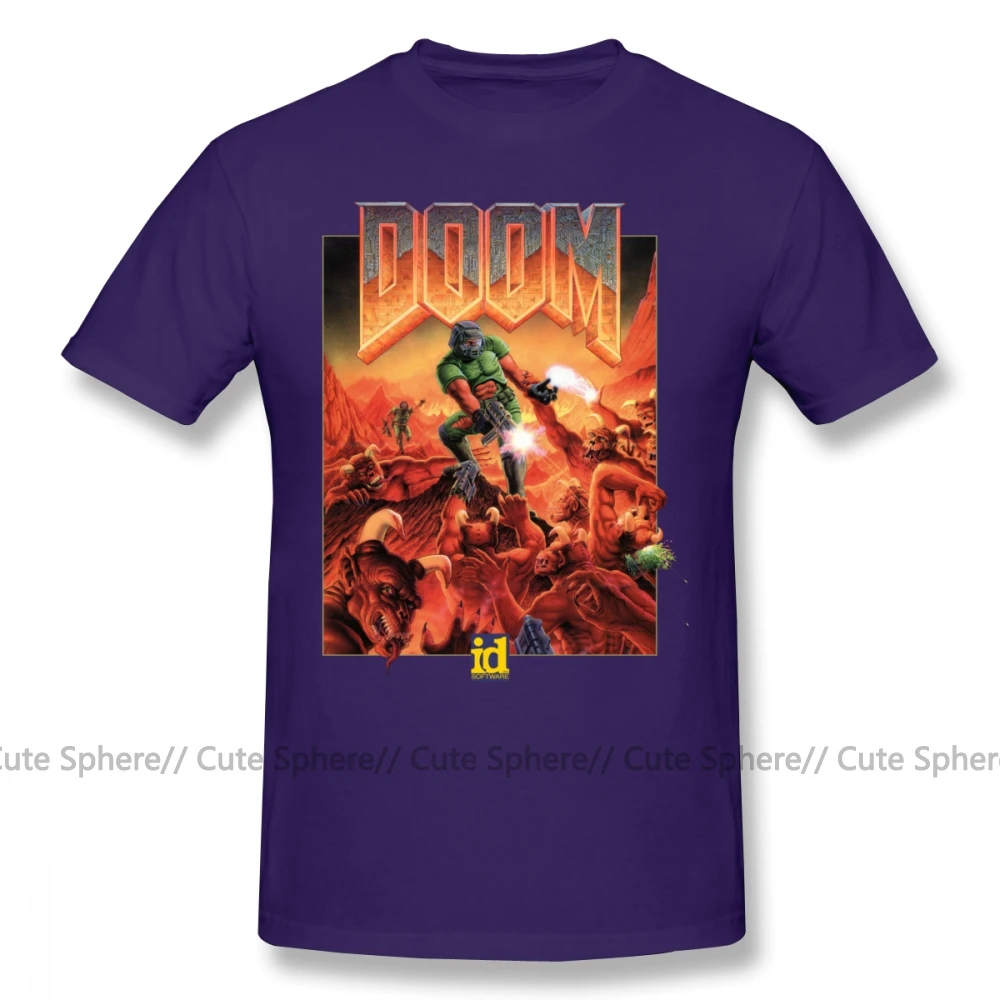 Wolfenstein футболка DOOM CLASSIC COVER футболка с короткими рукавами Мужская футболка с классическим принтом 100 хлопок забавная футболка 5x - Цвет: Purple