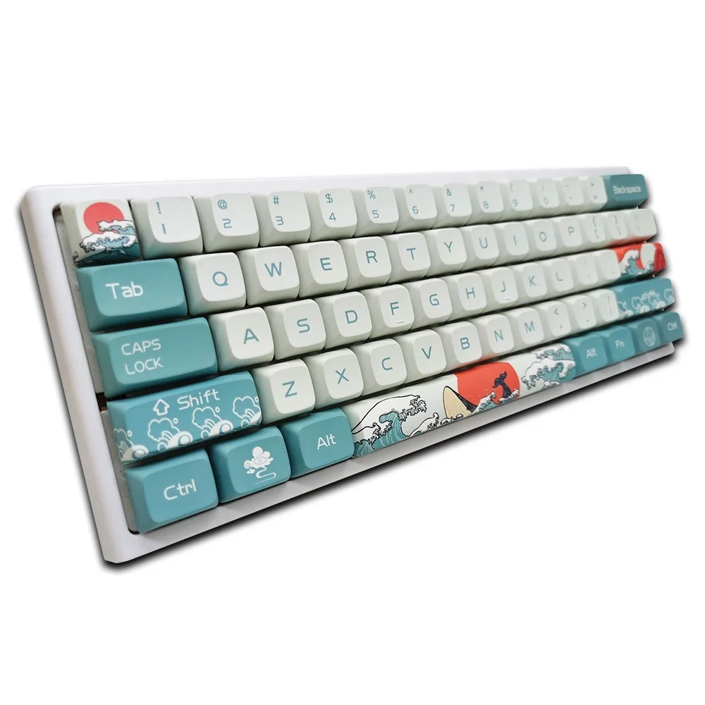 

OEM XDA PBT Dye-Sublimation Coral Sea Keycaps + Ukiyo-e Japan Manga Gaming Mouse Pad For Cherry MX Switches Mechanical Keyboard