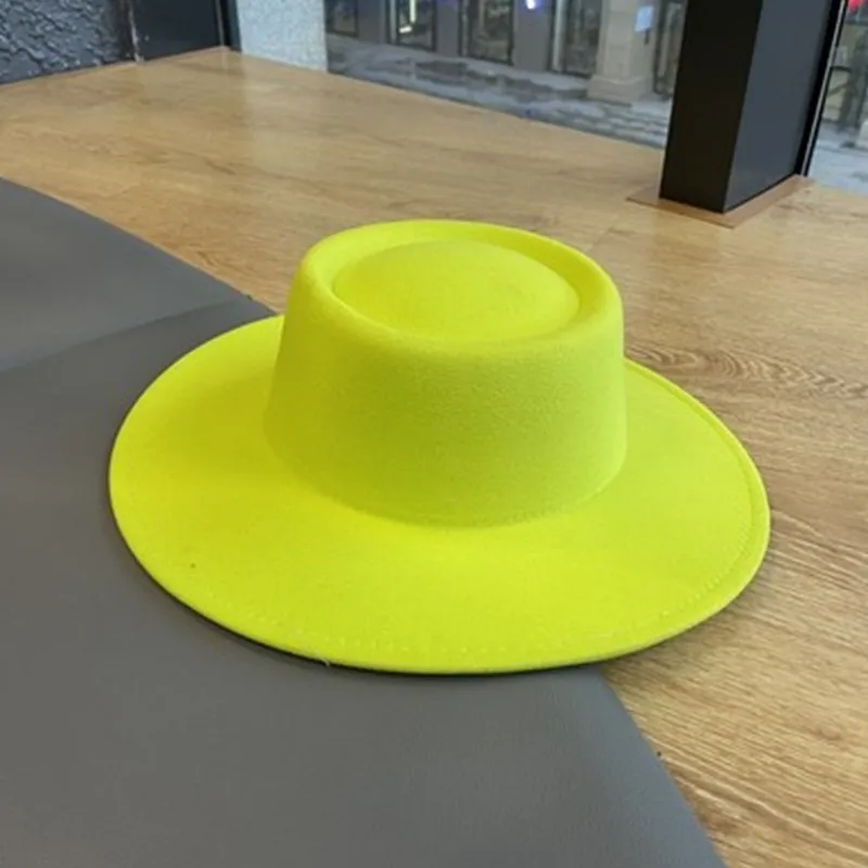 Новая шляпа Федора с плоским верхом вогнутый дизайн осень-зима джаз шапка