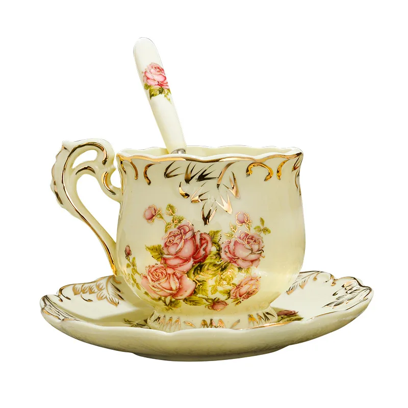 

Роскошная керамическая кофейная чашка с блюдцем, Европейский цветочный Tazas De Ceramic a Creativas, турецкий послеобеденный чайный сервиз, кофейный се...