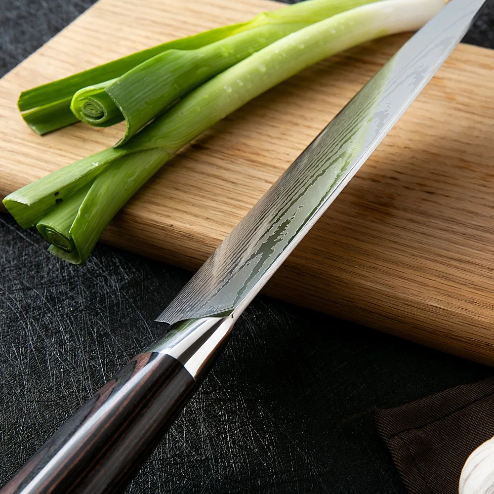 Высокое качество 8 дюймов поварские ножи Santoku кухонные ножи Кливер нарезки подарок нож с лазером Дамасская сталь