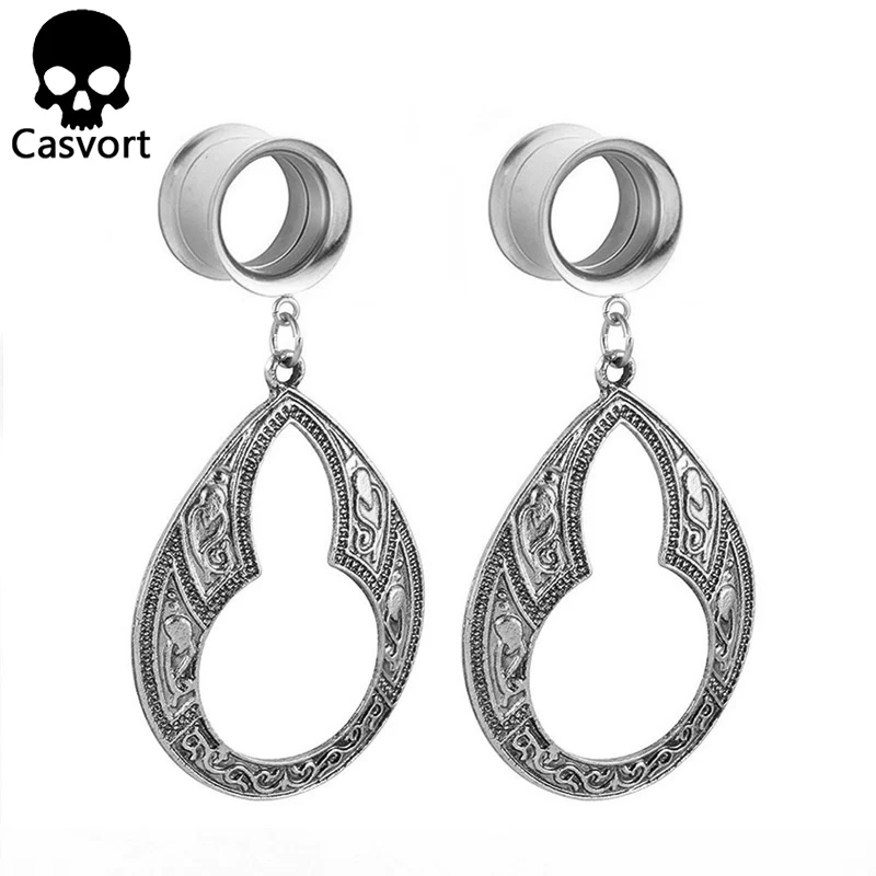 Casvort, новинка, спираль, болтаются, беруши, пирсинг, ювелирные изделия для тела, нержавеющая сталь, черный винт, туннели, серьги для лучшего подарка - Окраска металла: silver