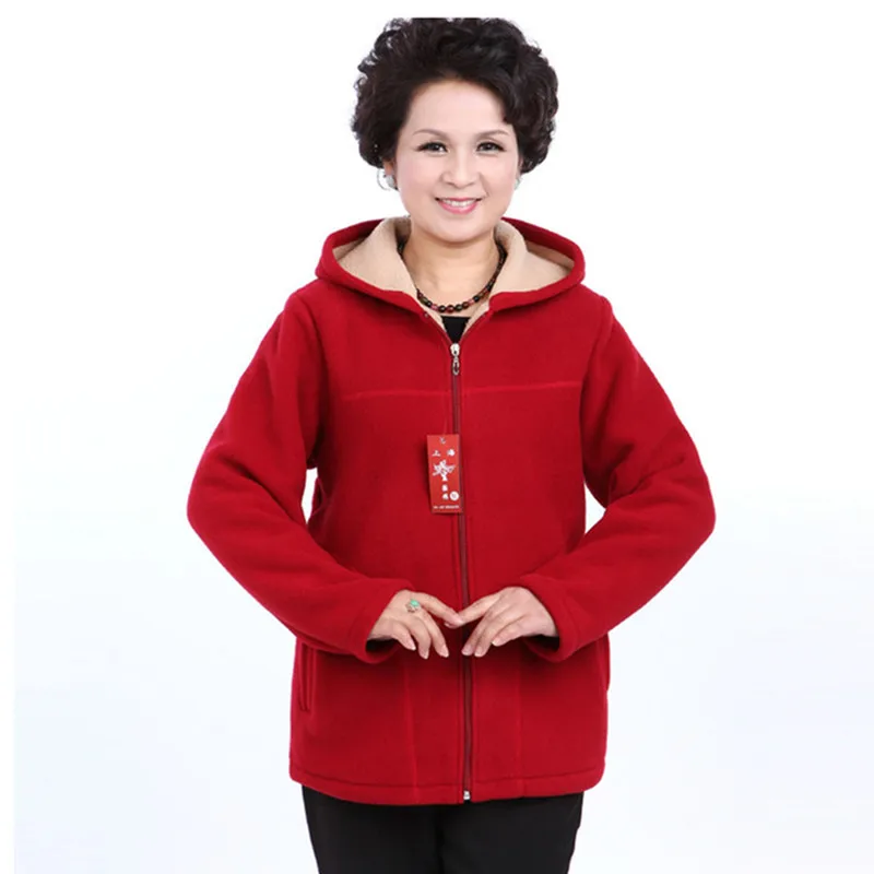 Куртка женская флисовая с капюшоном свитшот плюшевой подкладкой для бабушек и