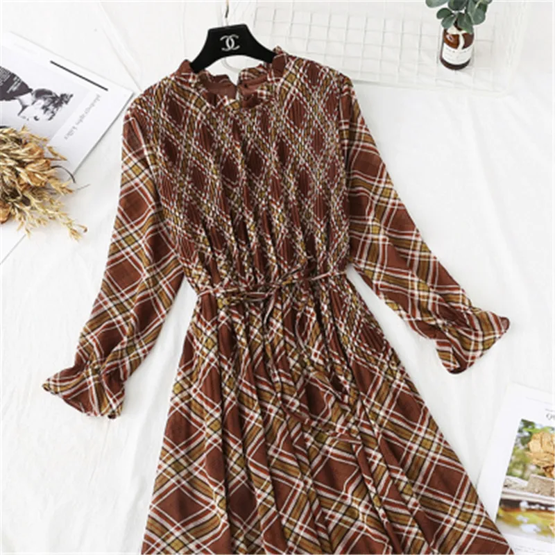 Женское платье с цветочным принтом элегантное в стиле ретро воротником-стойкой и