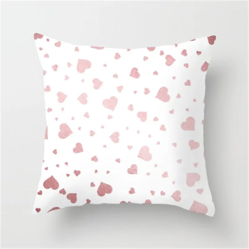 Наволочка с геометрическим декором Мраморная подушка 45*45 см розовая для Северной