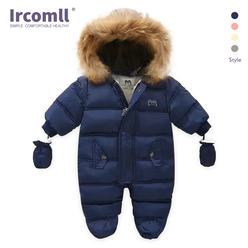 Ircomll New Born Baby Winter Clothes Toddle Jumpsuit Hooded Inside Fleece Girl Boy Clothes Autumn Overalls Children Outerwear