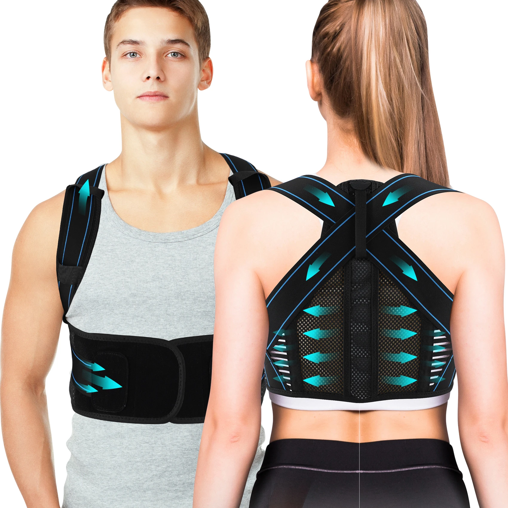 

Posture Corrector Back Brace Replaceable Support Plate Breathable Adjustable Back Providing Pain Relief from Back Neck Shoulder