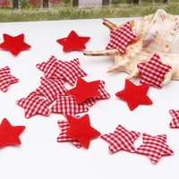 50 pcs red scottish checked fabric christmas star party wedding diy decoration gift packing home decoration applique accessories