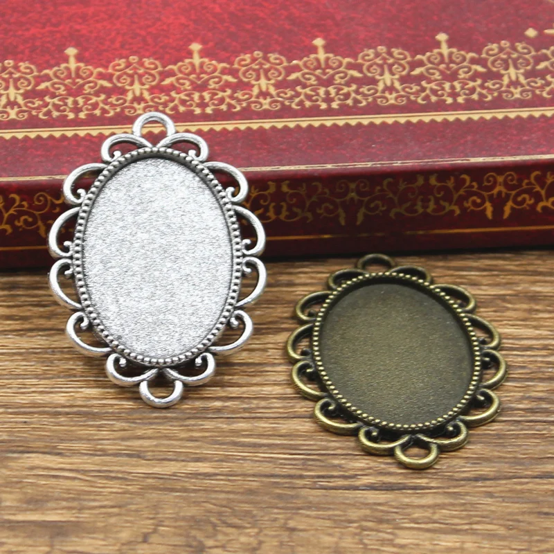 

5pcs Cabochon Base Fit Setting Fashion 25x18mm Inner Size Antique Bronze Silver Color Oval Style DIY Jewelry Making Findings