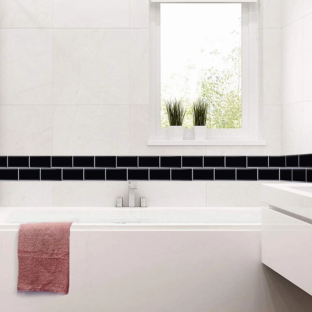 Яркие плитки классические черные обои водонепроницаемый кухонный Декор