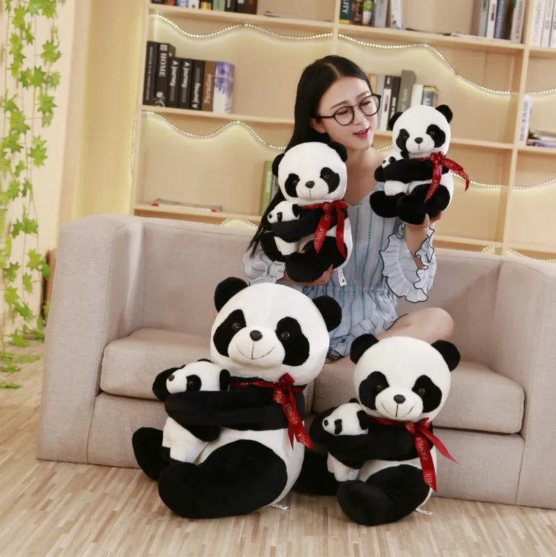 

25/50CM Good Quality Sitting Mother and Baby Panda Plush Toys Stuffed Panda Dolls Soft Pillows Kids Toys Xmas Gifts Super Cute