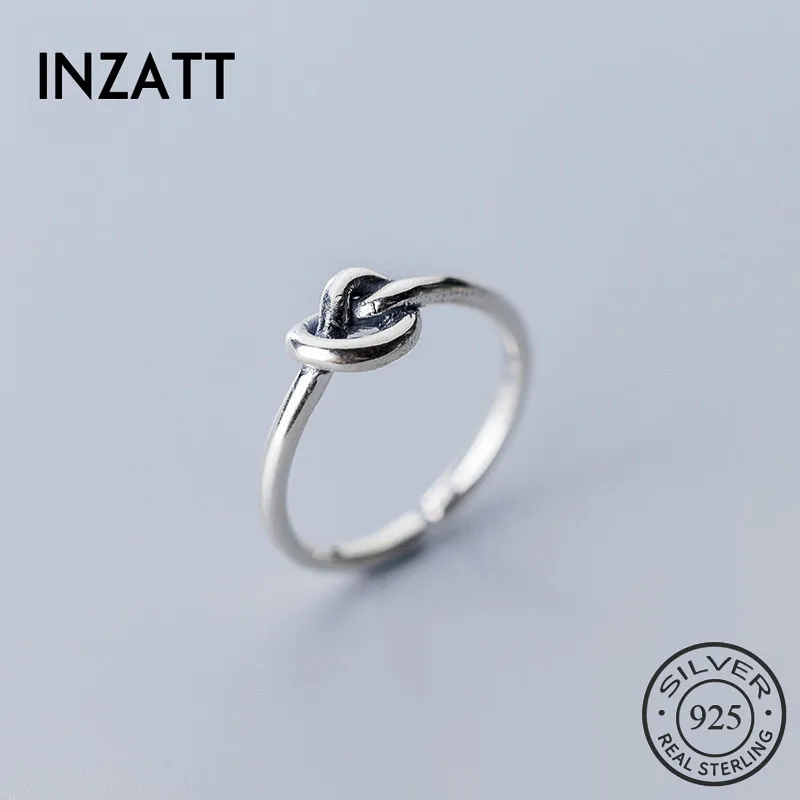 INZATT Real 925 Sterling Silver Vintage Rope Knot Opening Ring For Hot Women Party Minimalist Fine Jewelry Gift 2019 | Украшения и
